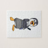 Pinguin als Haarstylistin mit Kamm Puzzle (Horizontal)