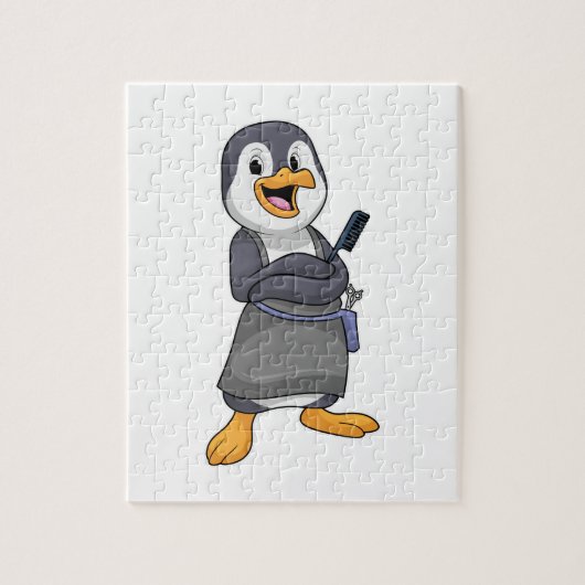 Pinguin als Haarstylistin mit Kamm Puzzle (Vertikal)