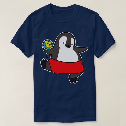 Pinguin als Handballspieler mit Handball 1 T-Shirt (Design vorne)