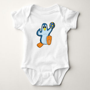 Pinguin als Handballspieler mit Handball Baby Strampler