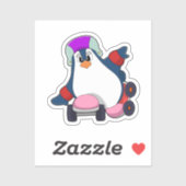 Pinguin als Inline-Skater mit Inline-Skaten Aufkleber (Blatt)