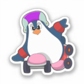 Pinguin als Inline-Skater mit Inline-Skaten Aufkleber (Vorderseite)