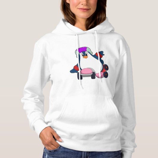 Pinguin als Inline-Skater mit Inline-Skaten Hoodie (Vorderseite)