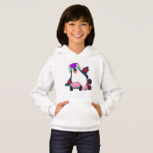 Pinguin als Inline-Skater mit Inline-Skaten Hoodie (Vorne ganz)