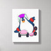 Pinguin als Inline-Skater mit Inline-Skaten Leinwanddruck (Vorderseite)
