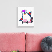 Pinguin als Inline-Skater mit Inline-Skaten Leinwanddruck (Insitu (Wohnzimmer))