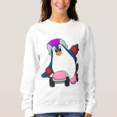 Pinguin als Inline-Skater mit Inline-Skaten Sweatshirt (Vorderseite)