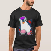 Pinguin als Inline-Skater mit Inline-Skaten T-Shirt (Vorderseite)