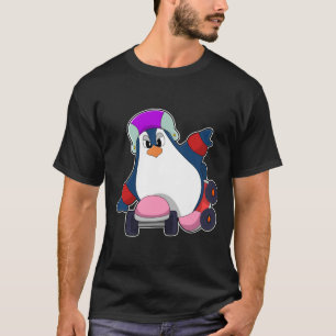 Pinguin als Inline-Skater mit Inline-Skaten T-Shirt