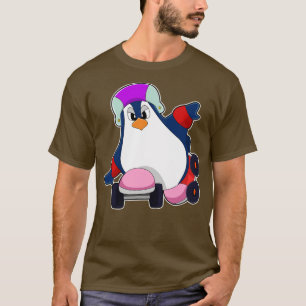 Pinguin als Inline-Skater mit Inline-Skaten T-Shirt