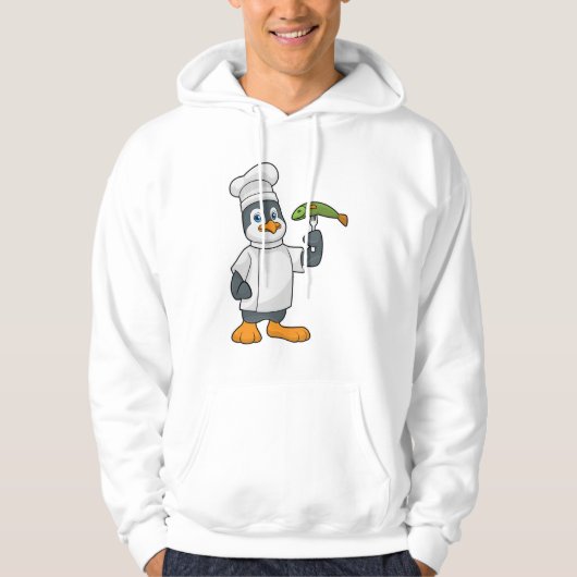 Pinguin als Koch mit Schürze Fisch & Kochen Hoodie (Vorderseite)