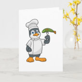Pinguin als Koch mit Schürze Fisch & Kochen Karte (Gelbe Blume)