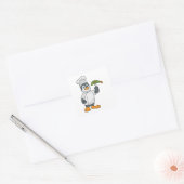 Pinguin als Koch mit Schürze Fisch & Kochen Quadratischer Aufkleber (Umschlag)