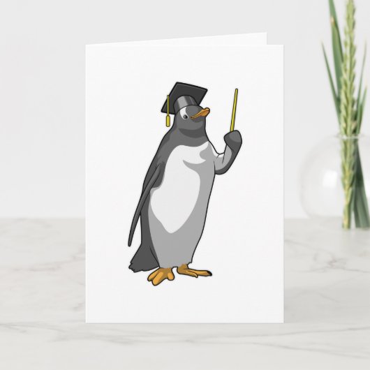 Pinguin als Lehrer mit Zeigestock Karte (Vorderseite)