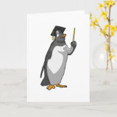 Pinguin als Lehrer mit Zeigestock Karte (Gelbe Blume)