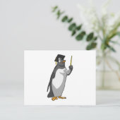 Pinguin als Lehrer mit Zeigestock Postkarte (Stehend Vorderseite)