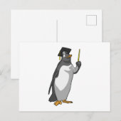 Pinguin als Lehrer mit Zeigestock Postkarte (Vorne/Hinten)