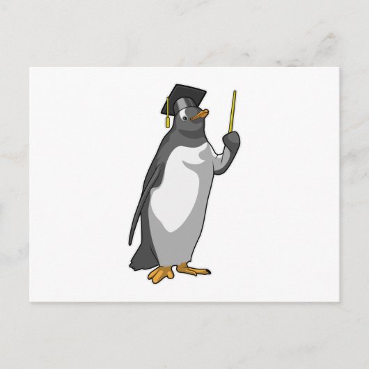 Pinguin als Lehrer mit Zeigestock Postkarte (Vorderseite)