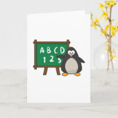 Pinguin als Lehrerin mit Blackboard Karte (Gelbe Blume)