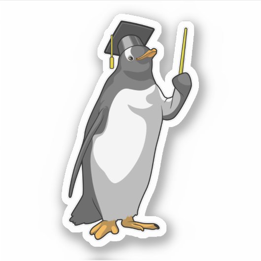 Pinguin als Lehrerin mit Pointer Aufkleber (Vorderseite)