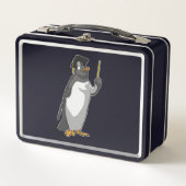 Pinguin als Lehrerin mit Pointer Metall Brotdose (Vorderseite)