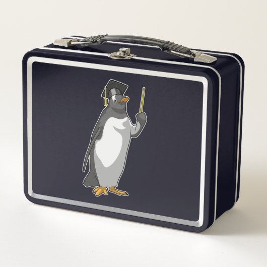 Pinguin als Lehrerin mit Pointer Metall Brotdose (Vorderseite)
