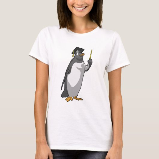 Pinguin als Lehrerin mit Pointer T-Shirt (Vorderseite)