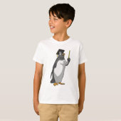 Pinguin als Lehrerin mit Pointer T-Shirt (Vorne ganz)