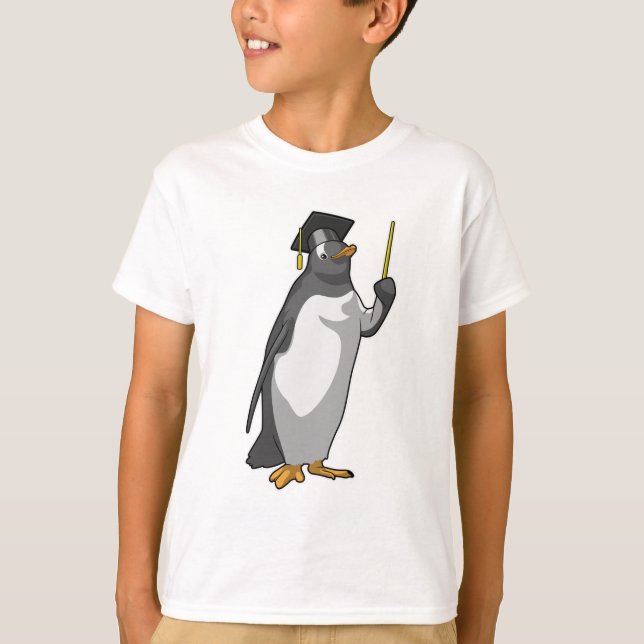 Pinguin als Lehrerin mit Pointer T-Shirt (Vorderseite)