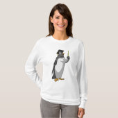 Pinguin als Lehrerin mit Pointer T-Shirt (Vorne ganz)
