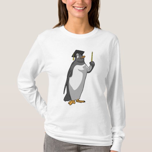 Pinguin als Lehrerin mit Pointer T-Shirt (Vorderseite)
