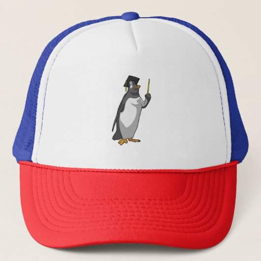 Pinguin als Lehrerin mit Pointer Truckerkappe (Vorderseite)