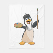 Pinguin als Maler mit Pinsel und Farbe Fleecedecke (Vorderseite)