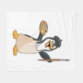 Pinguin als Maler mit Pinsel und Farbe Fleecedecke (Vorderseite (Horizontal))