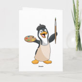 Pinguin als Maler mit Pinsel und Farbe Karte (Rückseite)