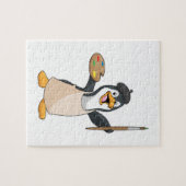 Pinguin als Maler mit Pinsel und Farbe Puzzle (Horizontal)