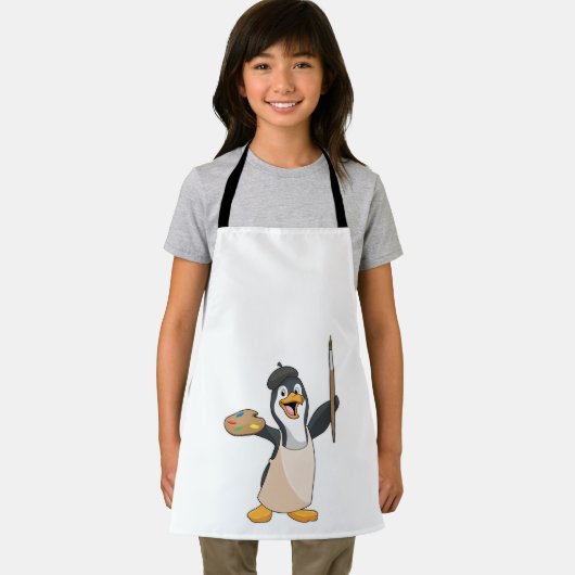 Pinguin als Maler mit Pinsel und Farbe Schürze (Insitu)