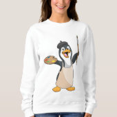 Pinguin als Maler mit Pinsel und Farbe Sweatshirt (Vorderseite)