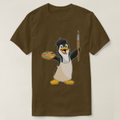 Pinguin als Maler mit Pinselfarbe T-Shirt (Design vorne)