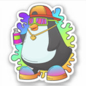 Pinguin als Maler mit Spray Aufkleber (Vorderseite)