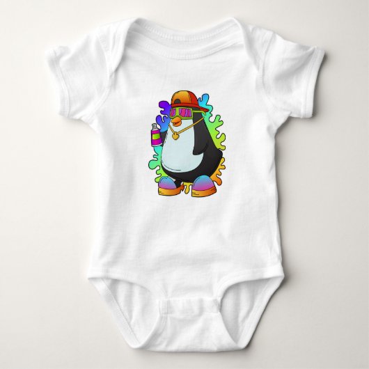 Pinguin als Maler mit Spray Baby Strampler (Vorderseite)