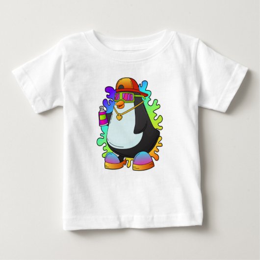 Pinguin als Maler mit Spray Baby T-shirt (Vorderseite)