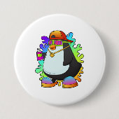 Pinguin als Maler mit Spray Button (Vorderseite)