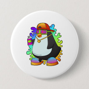 Pinguin als Maler mit Spray Button