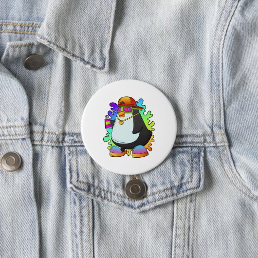 Pinguin als Maler mit Spray Button (Beispiel)