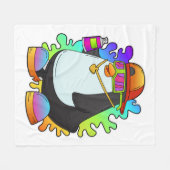 Pinguin als Maler mit Spray Fleecedecke (Vorderseite (Horizontal))