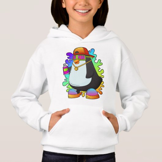 Pinguin als Maler mit Spray Hoodie (Vorderseite)