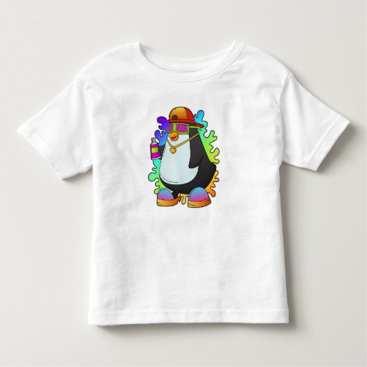 Pinguin als Maler mit Spray Kleinkind T-shirt (Vorderseite)