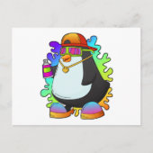 Pinguin als Maler mit Spray Postkarte (Vorderseite)