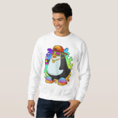 Pinguin als Maler mit Spray Sweatshirt (Vorne ganz)